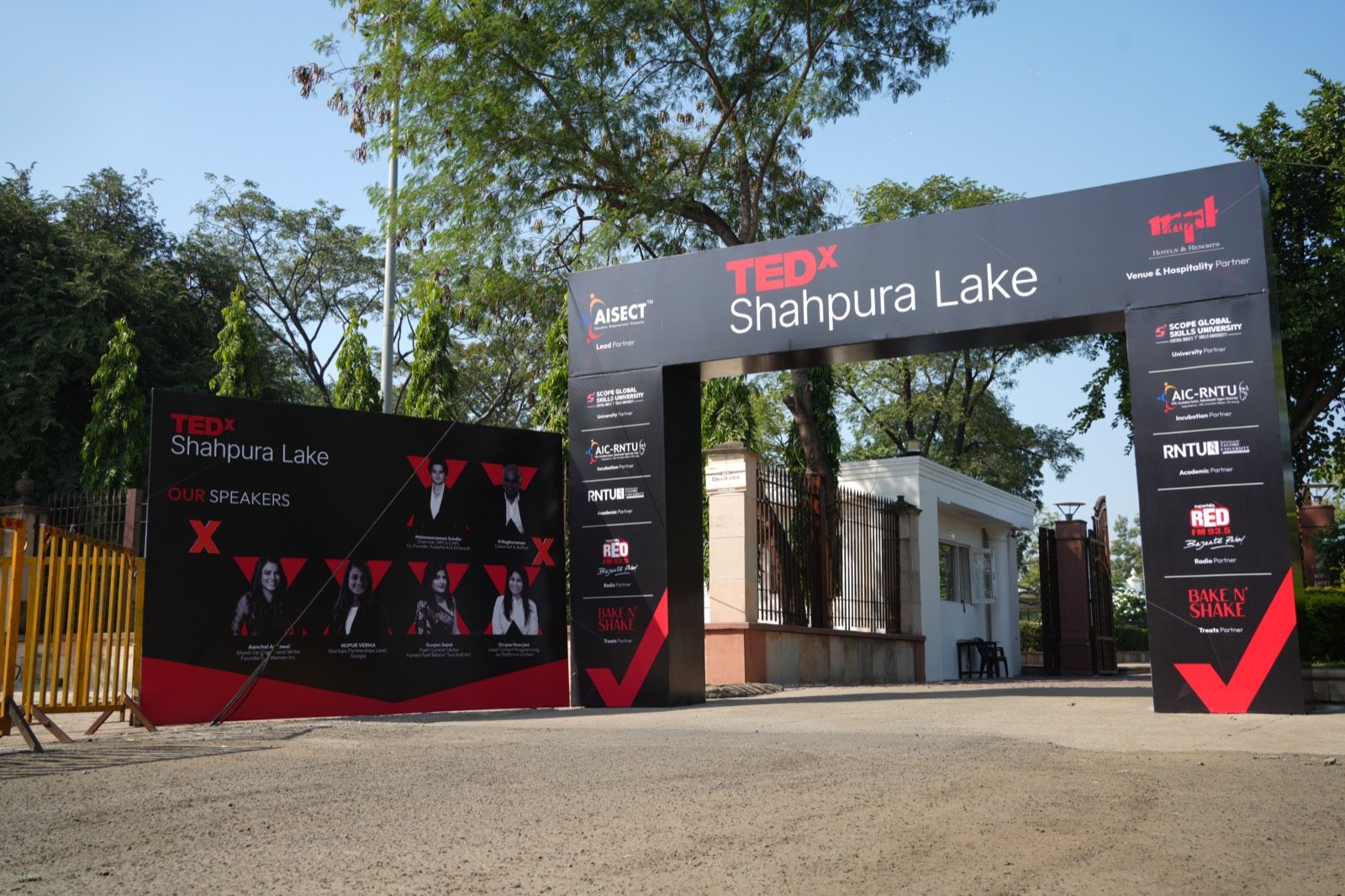 Branded entry gate at TEDxShahpura Lake 2025