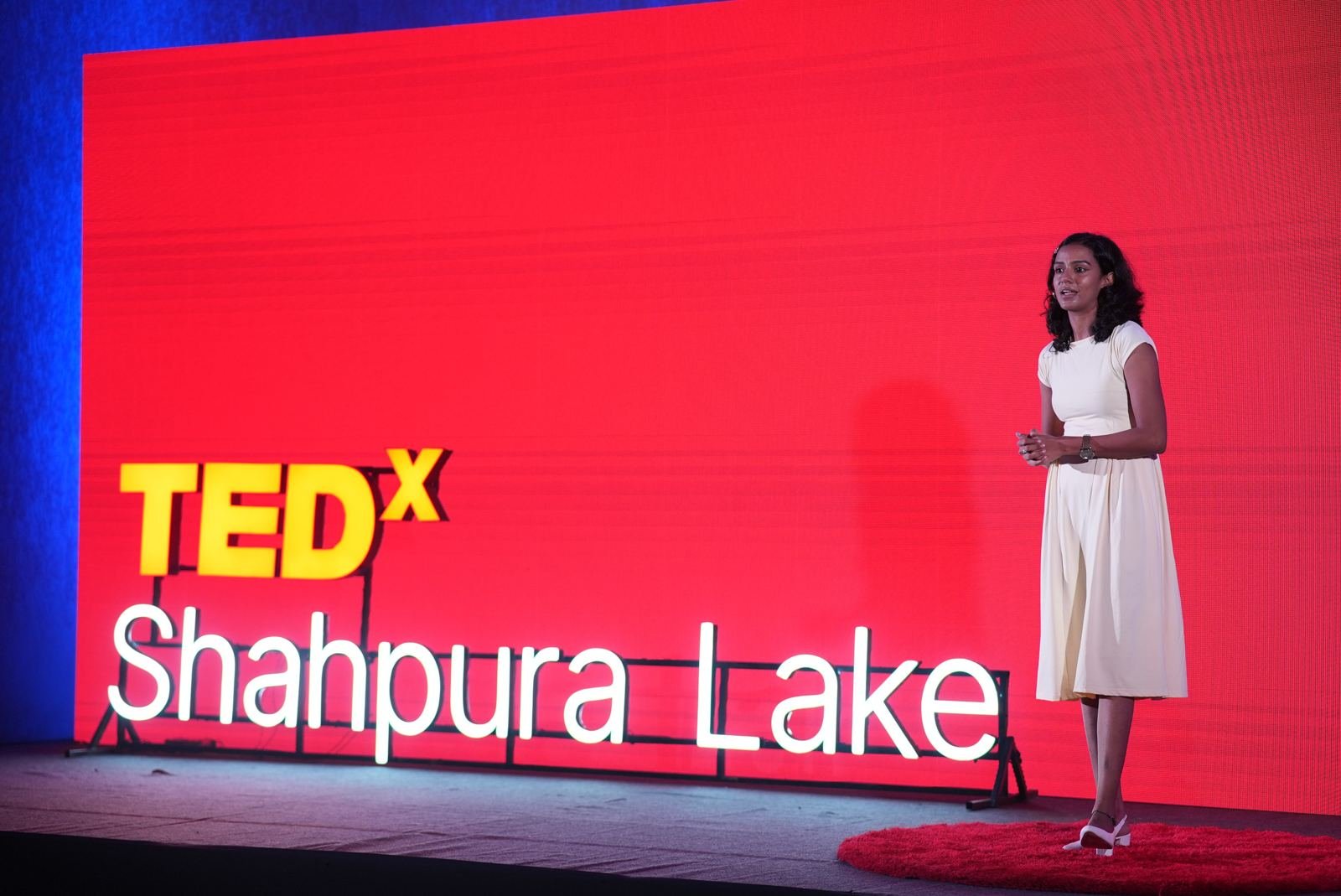 Speaker delivering a talk at TEDxShahpura Lake 2026